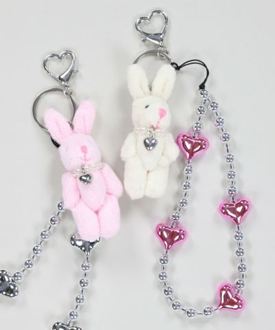 90%OFF】#平成女児/モバイルストラップ/メタルビーズウサギ
