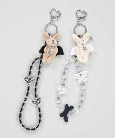 90%OFF】#平成女児/モバイルストラップ/クリアビーズウサギ 90%OFF】#平成女児/モバイルストラップ/クリアビーズウサギ
