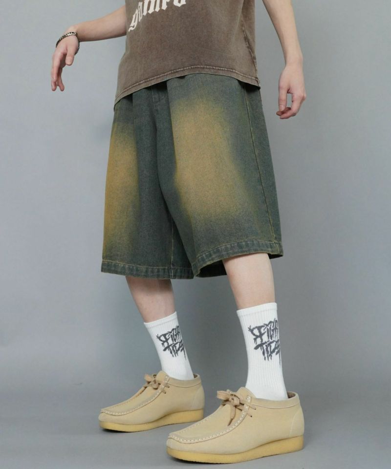 ヴィンテージライクデニムハーフパンツ | SPINNS WEB STORE ヴィンテージライクデニムハーフパンツ | SPINNS WEB STORE