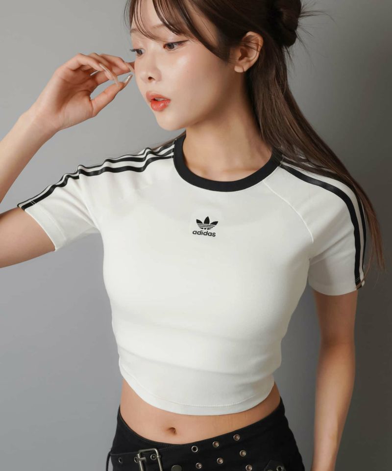 アディダス クロップドTシャツ L 白adidas ショート丈 - メルカリ