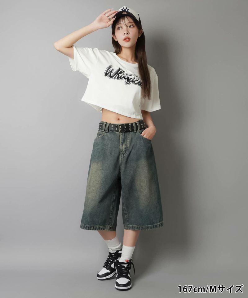 マチャット　ハーフデニム タック入りハーフデニムパンツ | ファッション通販サイト NUGU