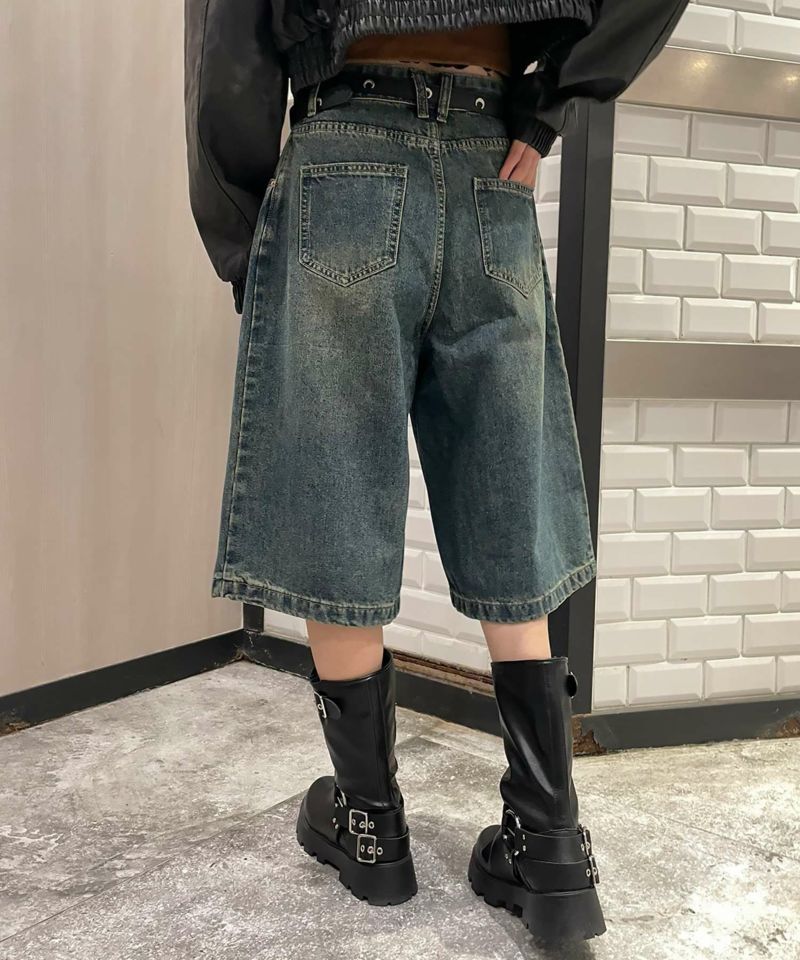 ビンテージライクデニム ハーフパンツ / ルーズシルエット