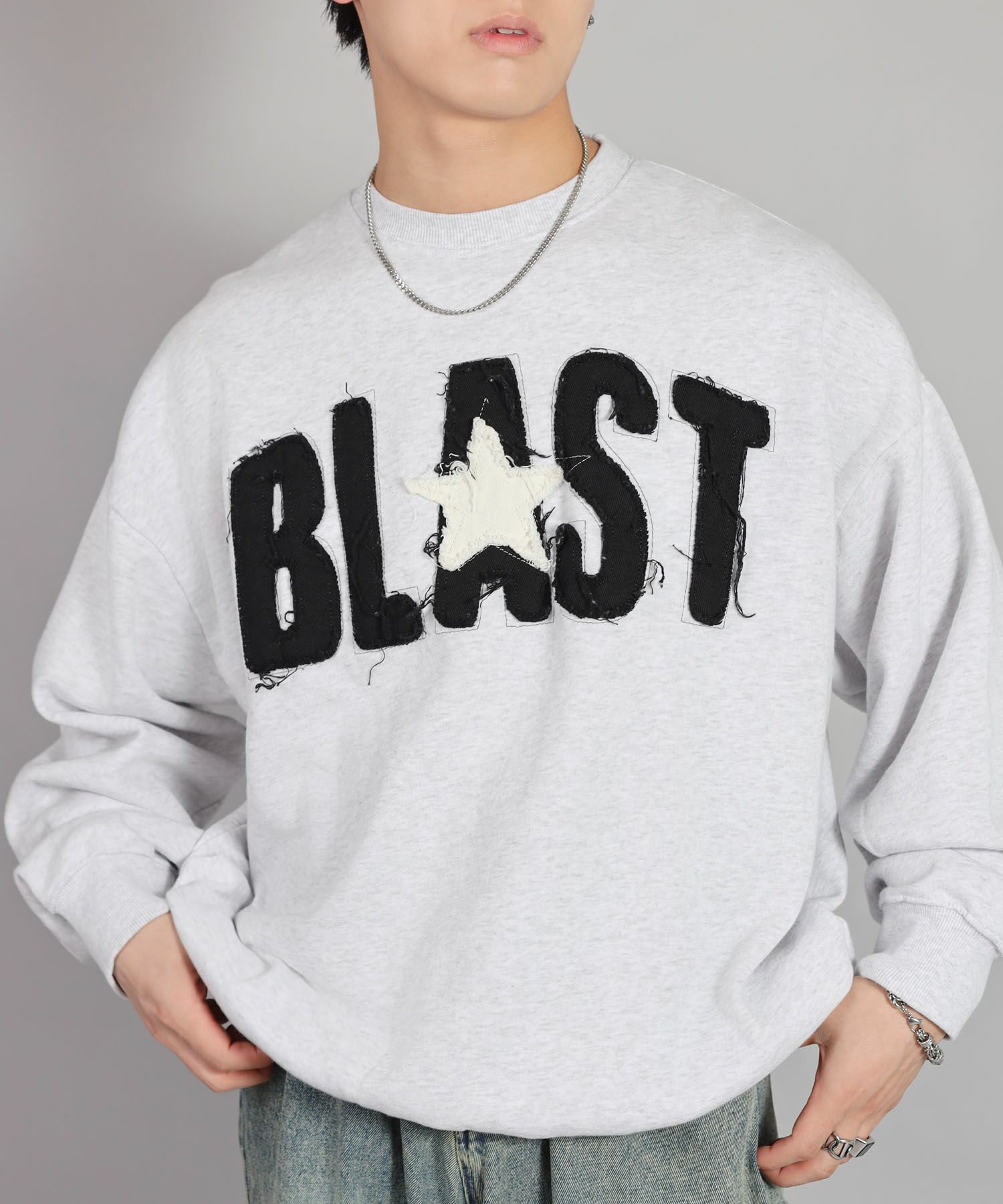 54%OFF】リメイク風パッチワークロゴスウェット/BLAST STAR | SPINNS