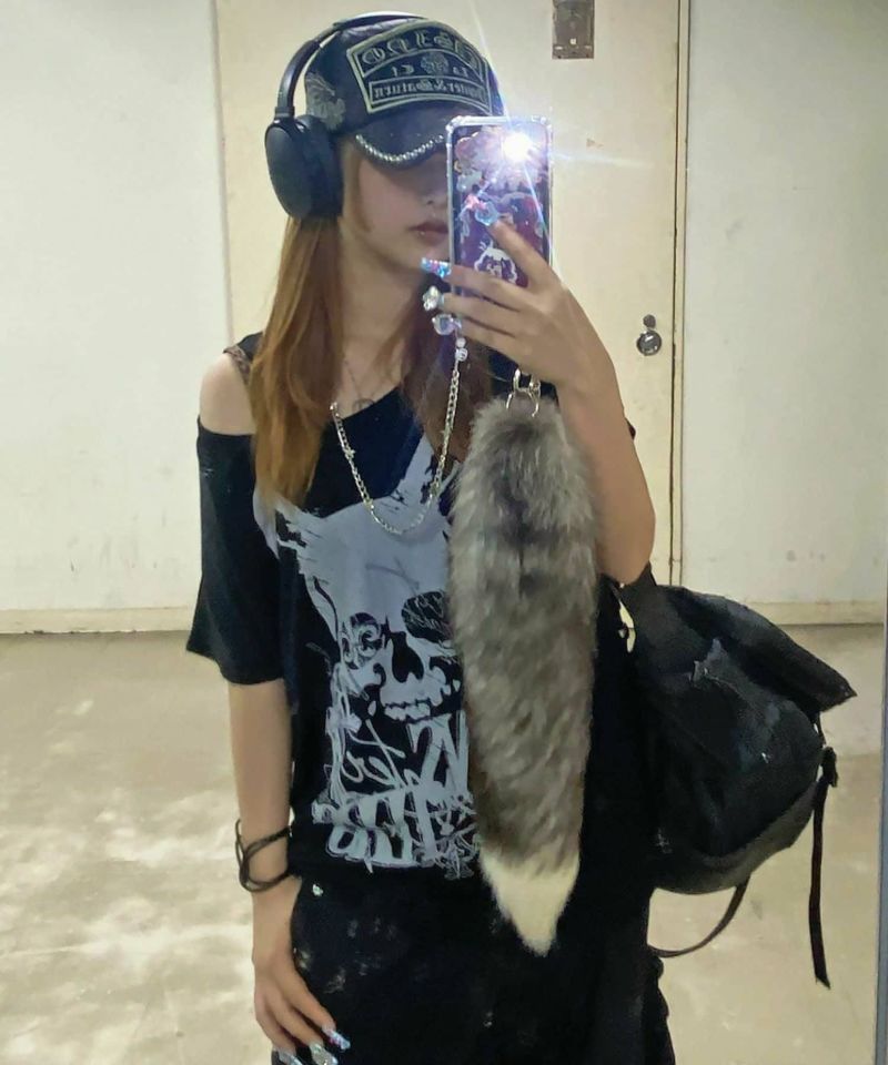 【平成ギャル】冬小物セット ストール マフラー ハット リアルファー しっぽ 平成ギャル】冬小物セット ストール マフラー ハット リアル