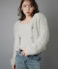 51%OFF】ショート丈シャギーニットカーディガン+キャミソール 51%OFF】ショート丈シャギーニットカーディガン+キャミソール