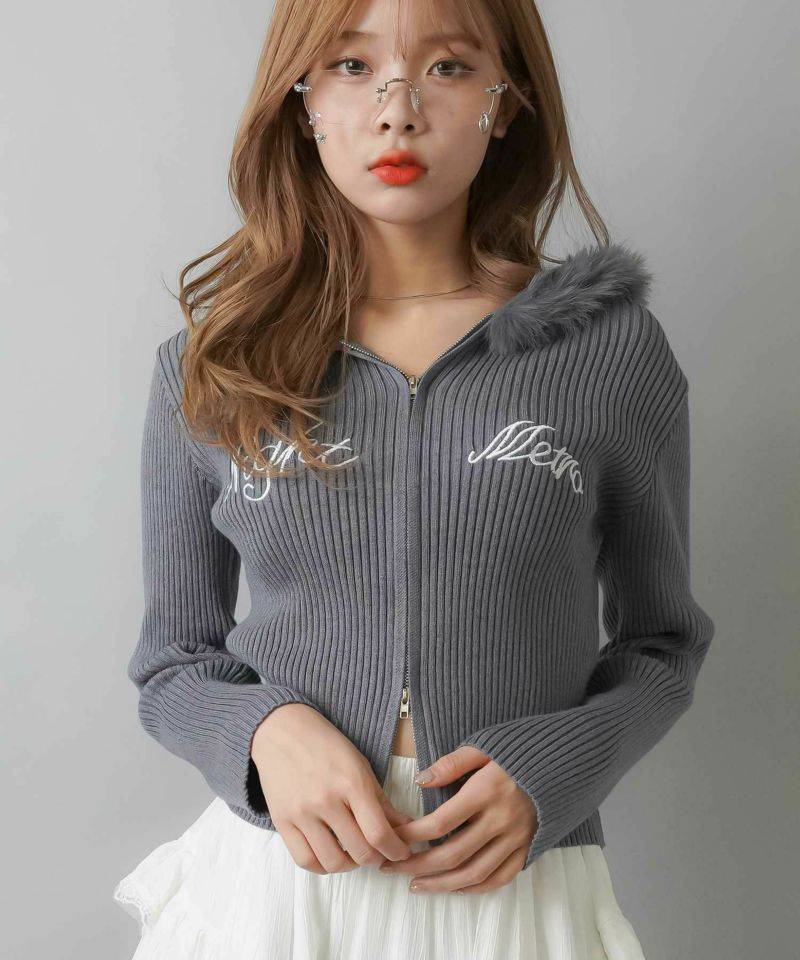 51%OFF】フードファー付きジップニット/パーカー | SPINNS WEB