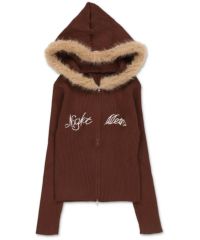51%OFF】フードファー付きジップニット/パーカー | SPINNS WEB