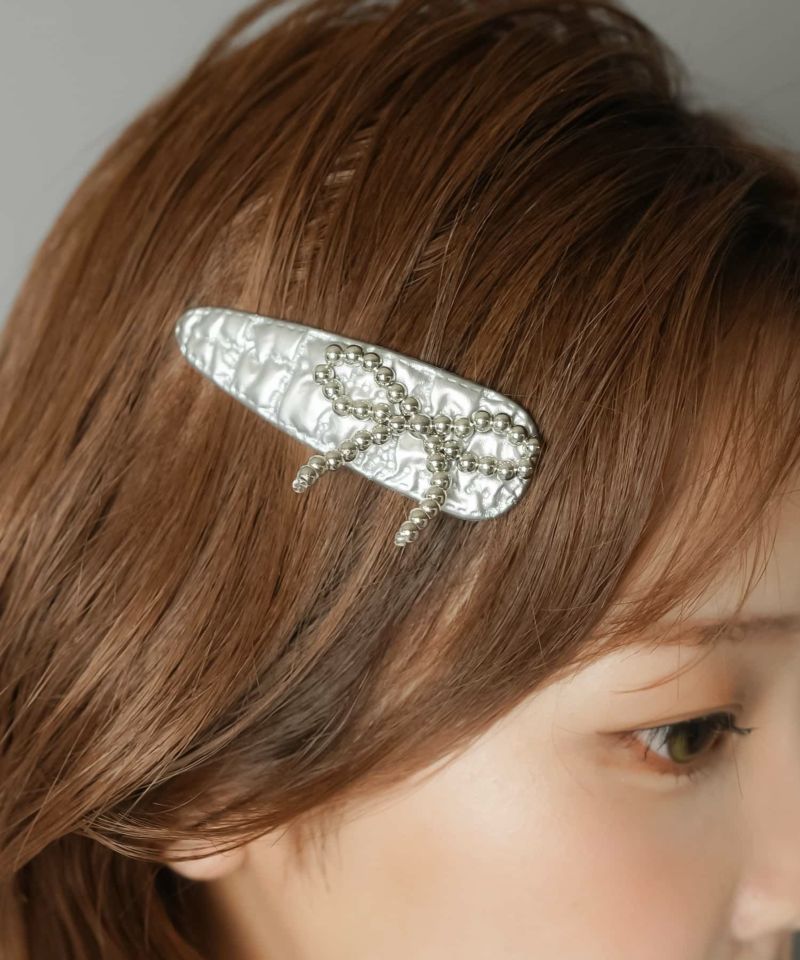 63%OFF】合皮パッチンピン/ヘアピン/パールリボン | SPINNS WEB