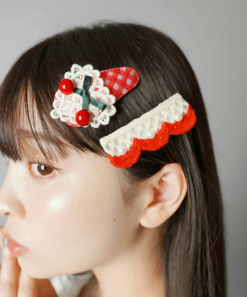 38%OFF】ニットパッチンピン/ヘアピン/チェリー/2個セット