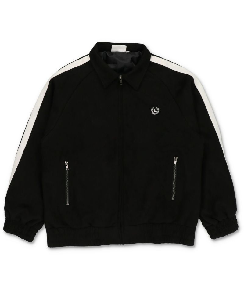 67%OFF】トラックデザインフェイクスエードブルゾン/エンブレム