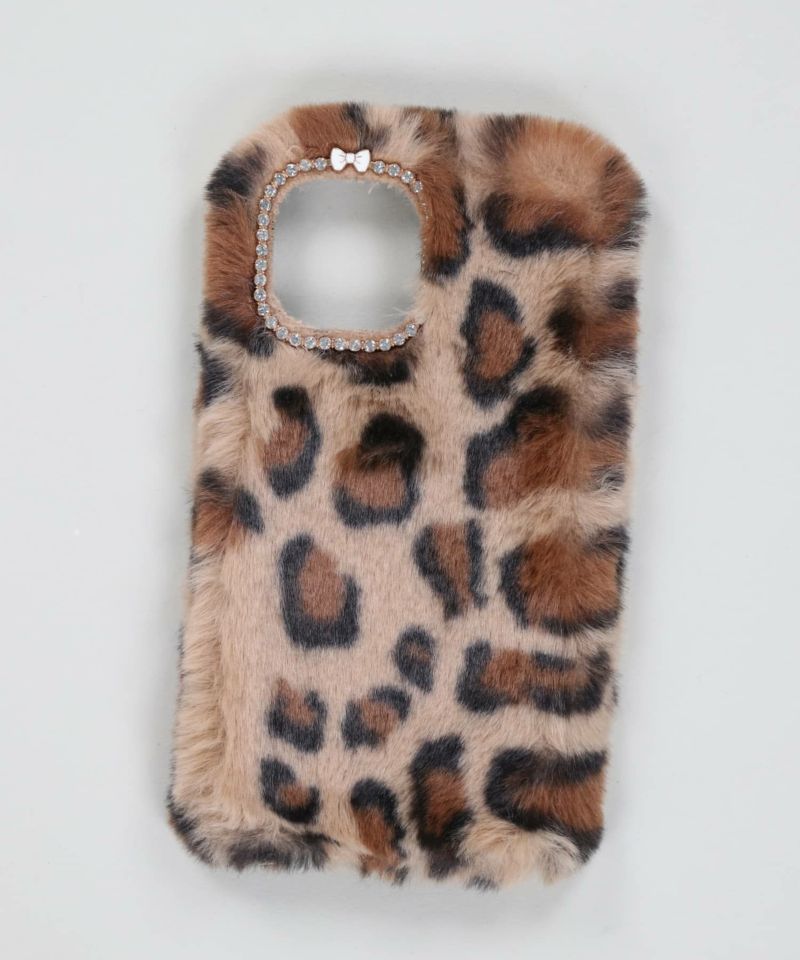 58%OFF】フェイクファースマホケース/ヒョウ柄/レオパード