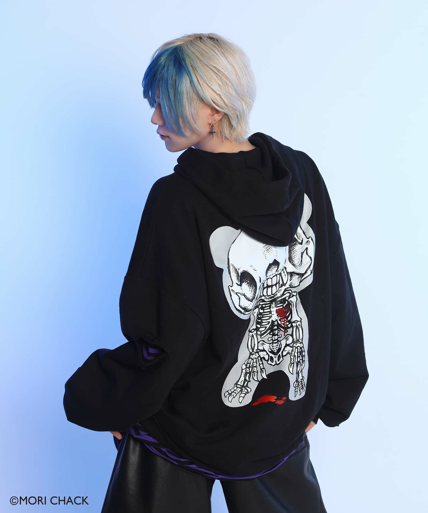 汎用うさぎ パーカー 汎用ウサギプリント グレー ウサ耳フード付き  