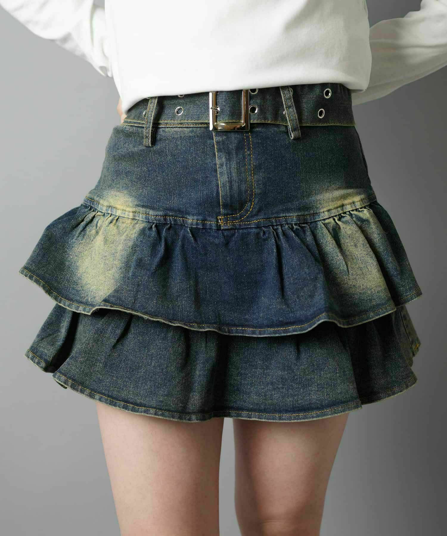 デニムティアードミニスカート/ベルト/2サイズ展開 | SPINNS WEB STORE  