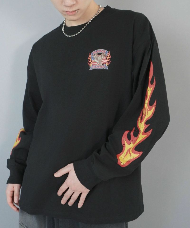 2色展開】 ファイヤーパターン ロングスリーブTシャツ – 古着屋