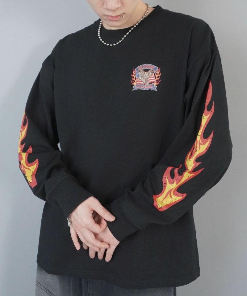72%OFF】ヴィンテージライク袖ロゴロンT/ファイヤー | SPINNS