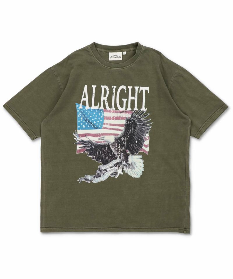 ヴィンテージライクピグメントTシャツ/レトロイーグルプリント