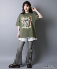 ヴィンテージライクピグメントTシャツ/レトロモータープリント ヴィンテージライクピグメントTシャツ/レトロモータープリント