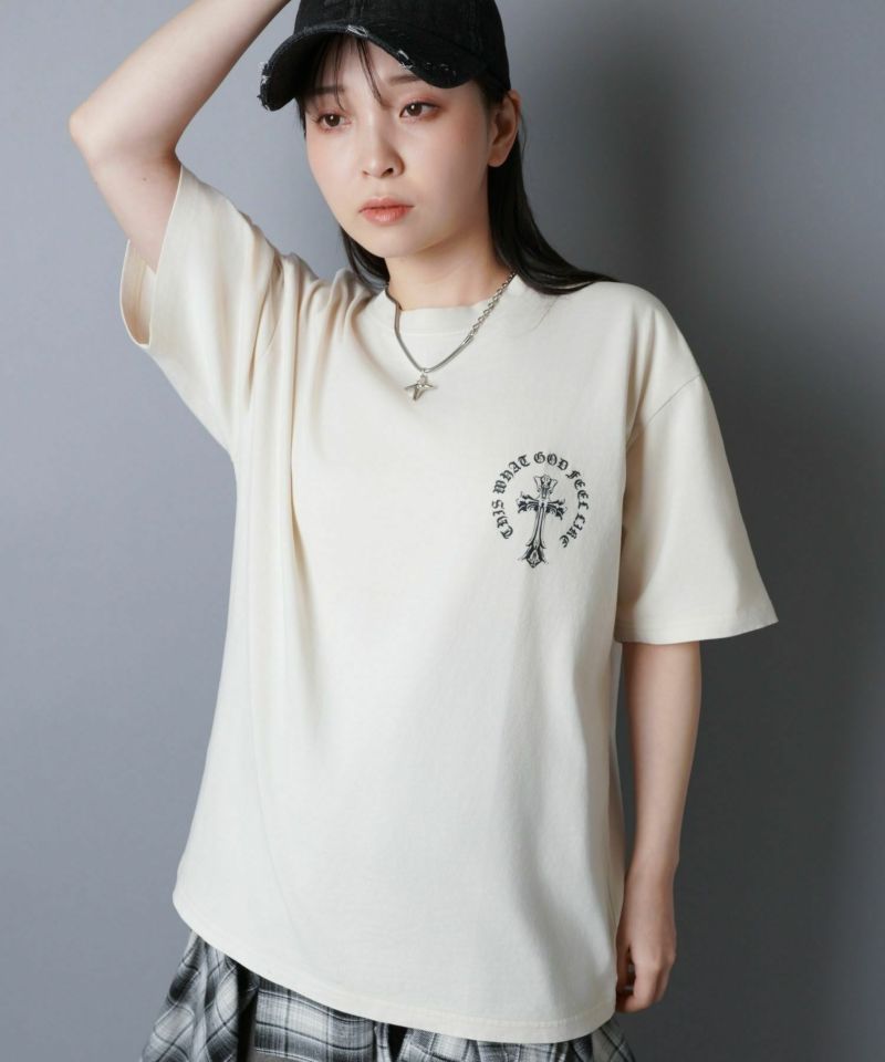 ナゴンスタンス　Tシャツ　バックプリント セール】半袖オーバーサイズTシャツ/クローバー/バックプリント
