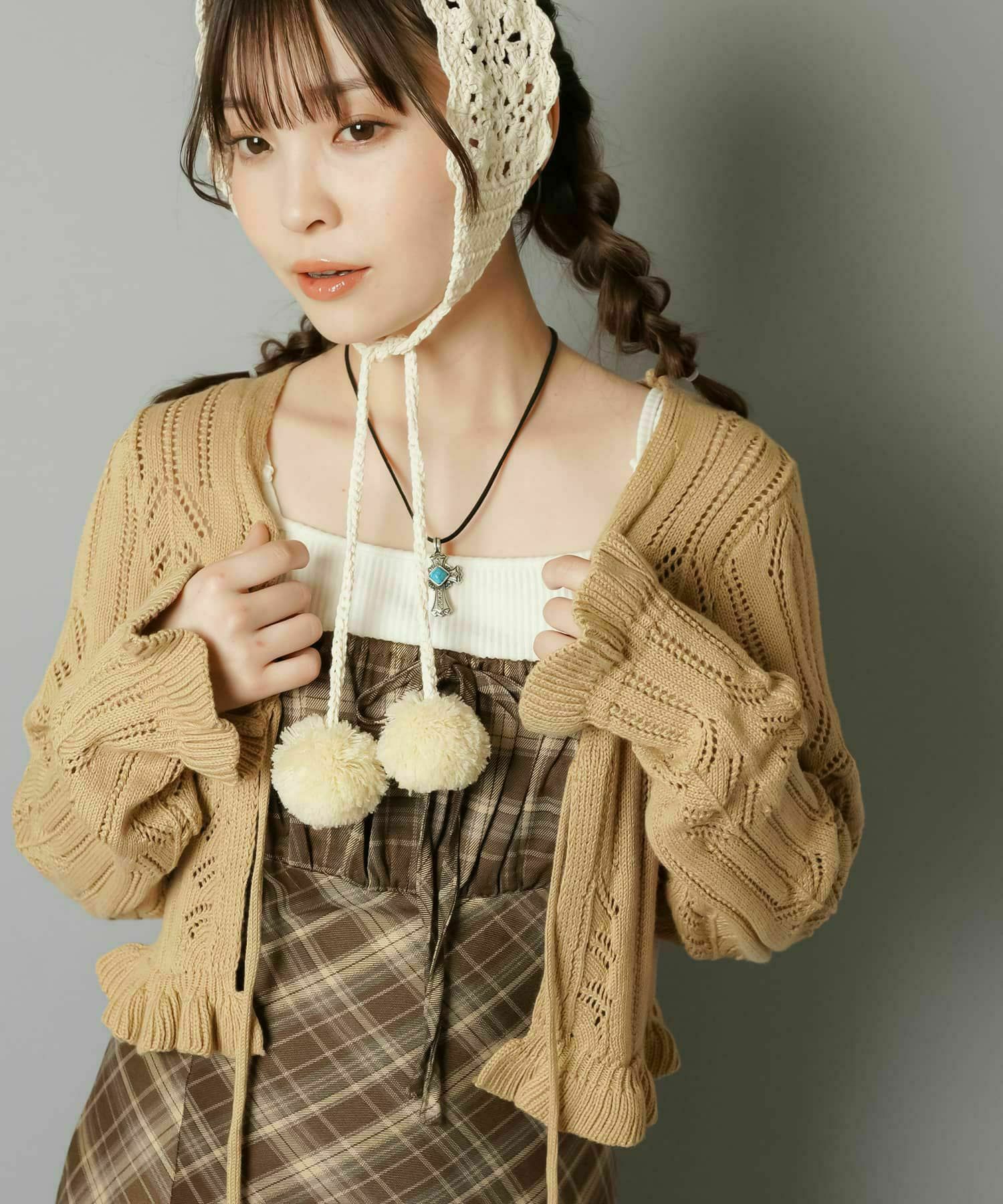 透かし編みニットボレロ/フリルリボン | SPINNS WEB STORE | SPINNS