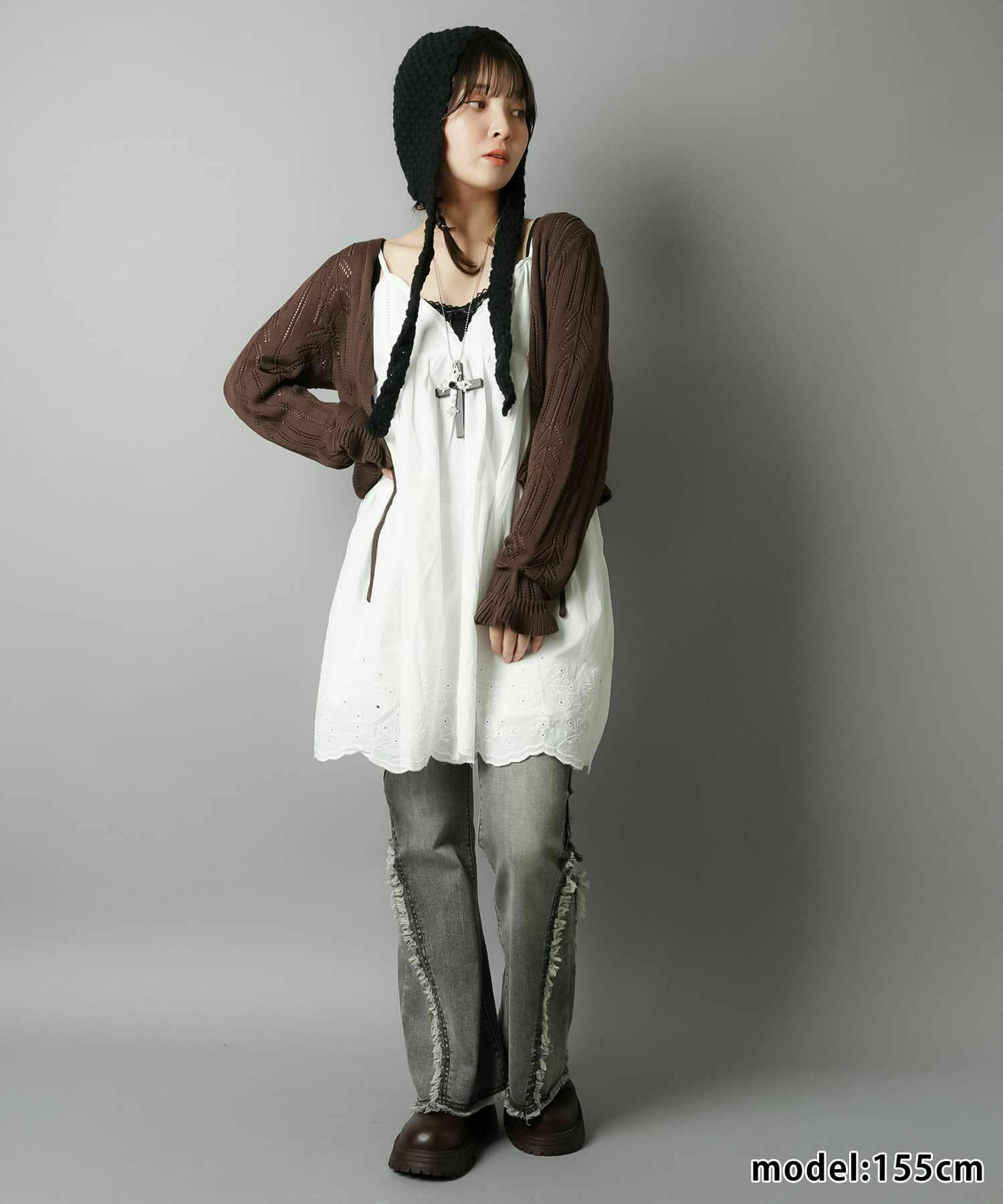 透かし編みニットボレロ/フリルリボン | SPINNS WEB STORE | SPINNS