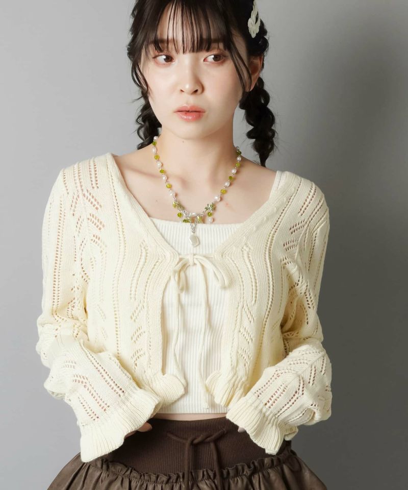 透かし編みニットボレロ/フリルリボン | SPINNS WEB STORE