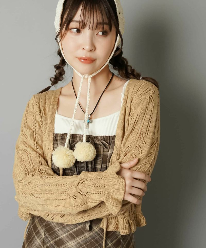透かし編みニットボレロ/フリルリボン | SPINNS WEB STORE