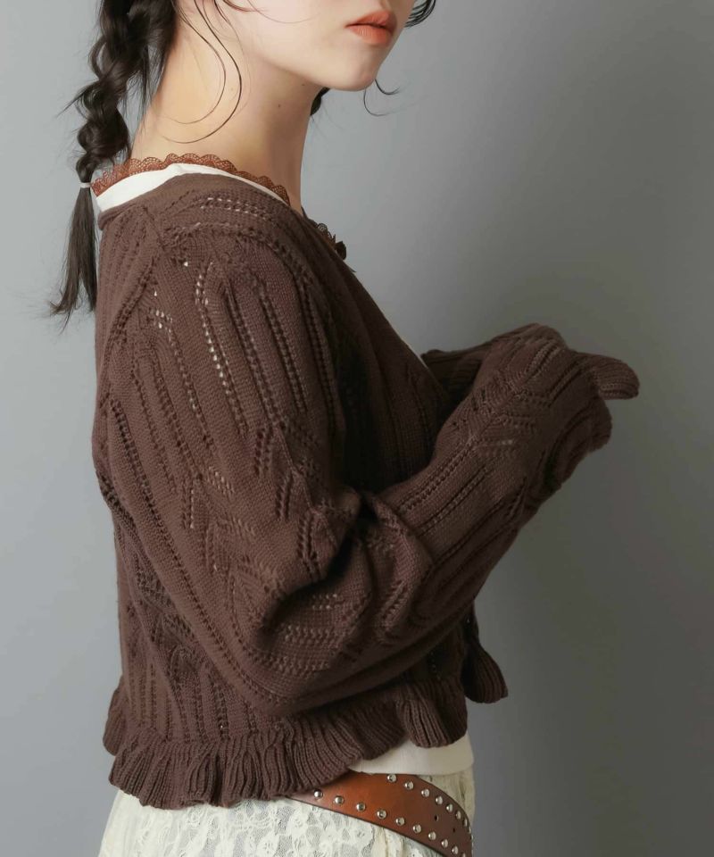 透かし編みニットボレロ/フリルリボン | SPINNS WEB STORE | SPINNS