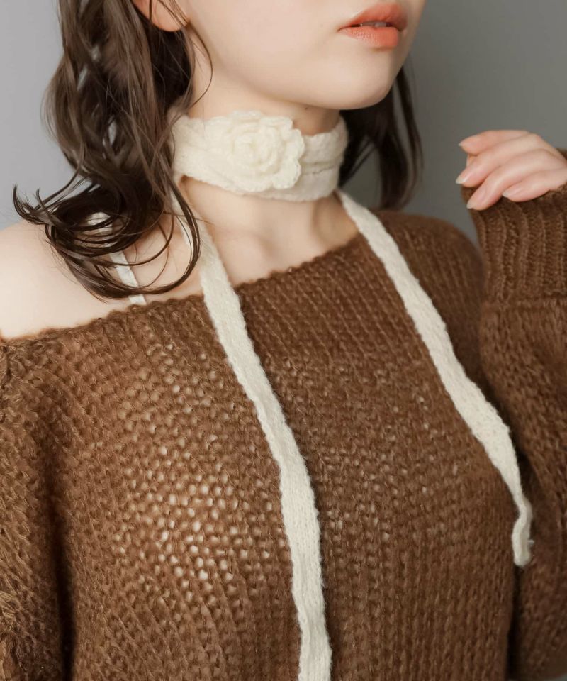 McCoy'sブラウン ニットスカーフ NECKERCHIEF, MAN'S, KNITTED