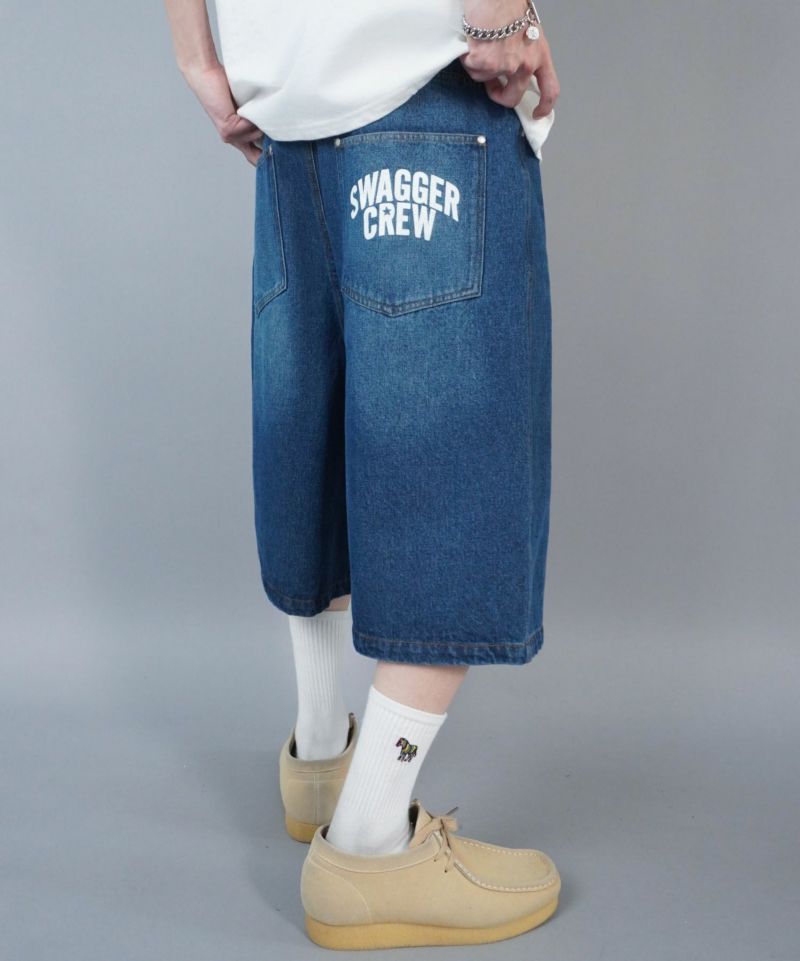 ≪SWAGGER CREW/スワッガークルー≫ストリートロゴデニムワイド