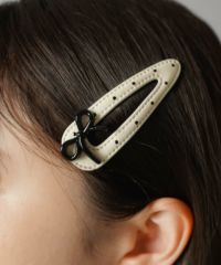 パッチンピン/ヘアピン/ドットサイドリボン/2個セット＜メール便対応
