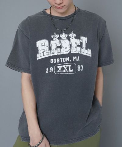80%OFF】ヴィンテージライクプリントTシャツ/カレッジロゴ