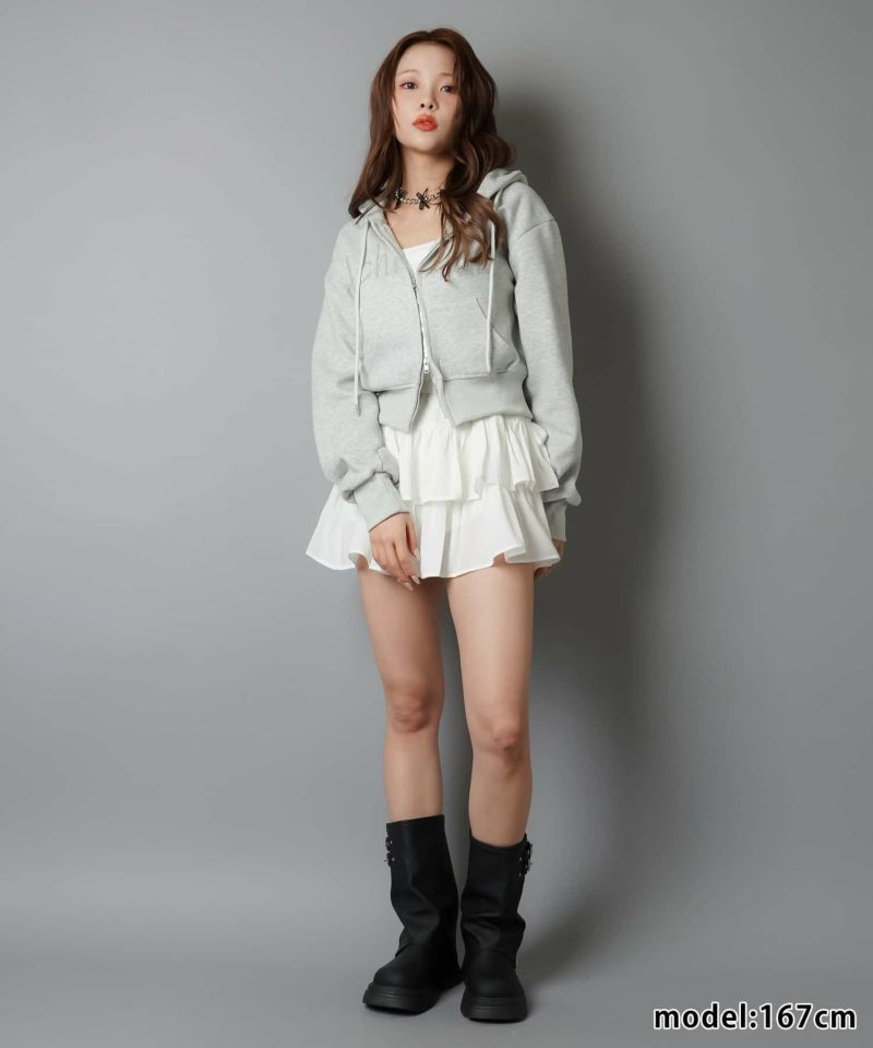 ショート丈ジップパーカー/ラインストーン | SPINNS WEB STORE