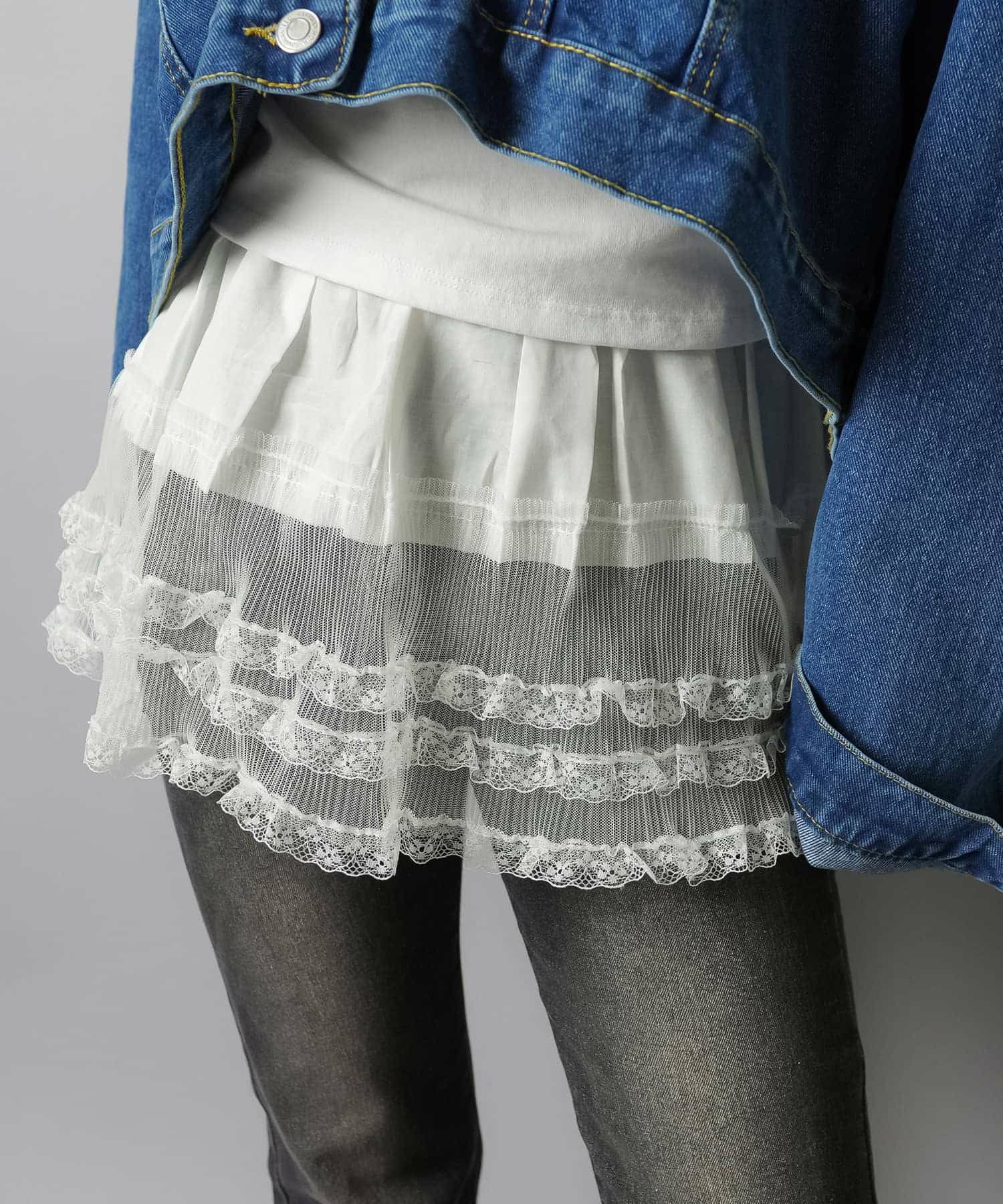 レース巻きスカート/ミニフリル/ラップスカート/腰巻き/スカートタイプ  