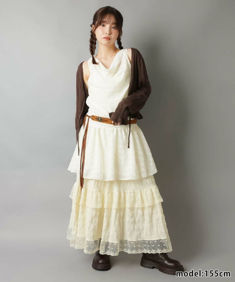 SIIILON Grandma tiered skirt ティアード カーキ SIIILON Grandma tiered skirt ティアード カーキ ONLY tiered