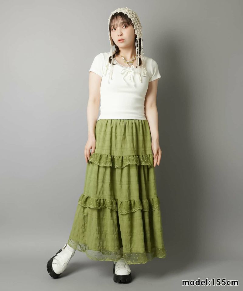 axes femme バックフリルティアードロングカーディガン 森姫　森ガール axes femme バックフリルティアードロングカーディガン 森姫 森
