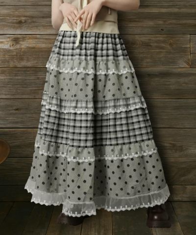 レディース 水玉 ロングスカート マキシスカート ドット