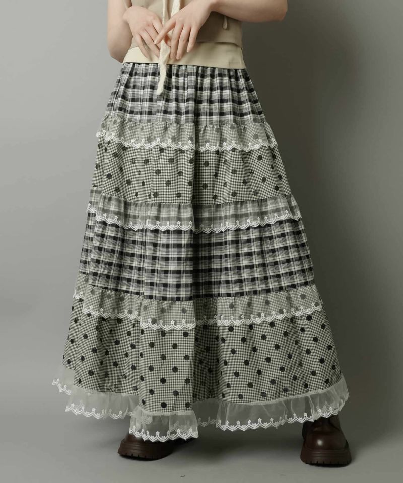 【SinceThen】マキシ丈 スカート ティアード式 水玉 スリット 楽天市場】夏祭 【クリアランス価格】【Cotton60％】 ドット