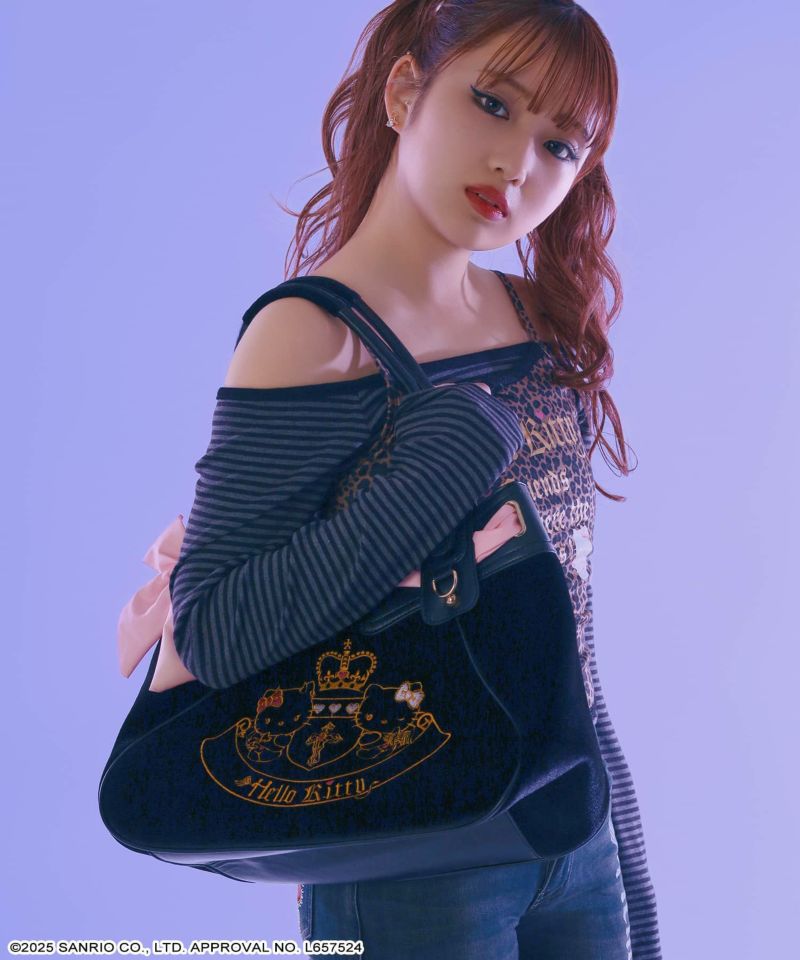 SPINNS ハローキティ 天使小悪魔 シリーズ ベロアバッグ ボストン