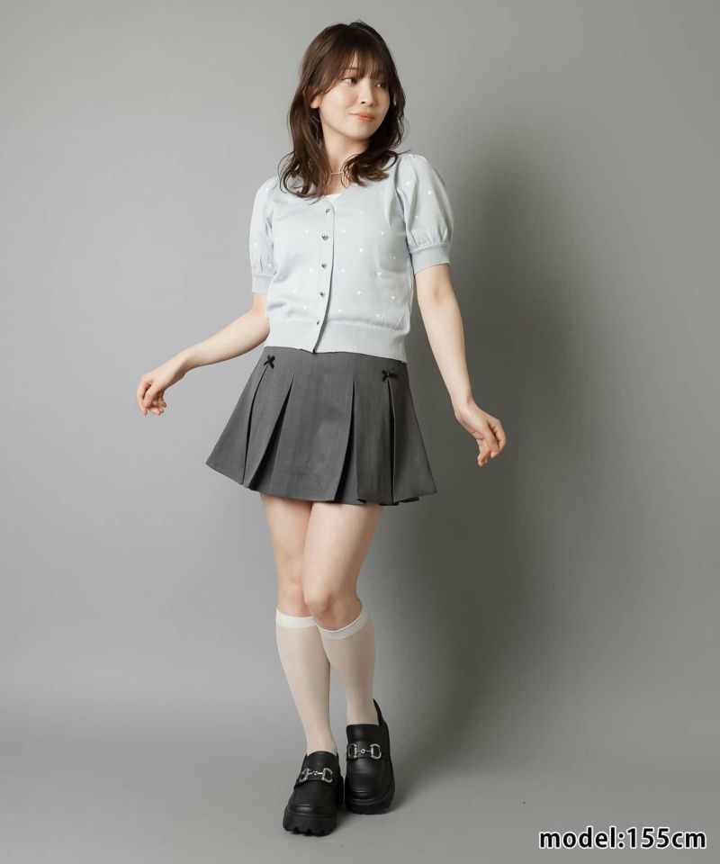 アンドマリーリボン付き黒プリーツミニスカート プリーツミニスカート/リボン/インナーパンツ付き|原宿発信の