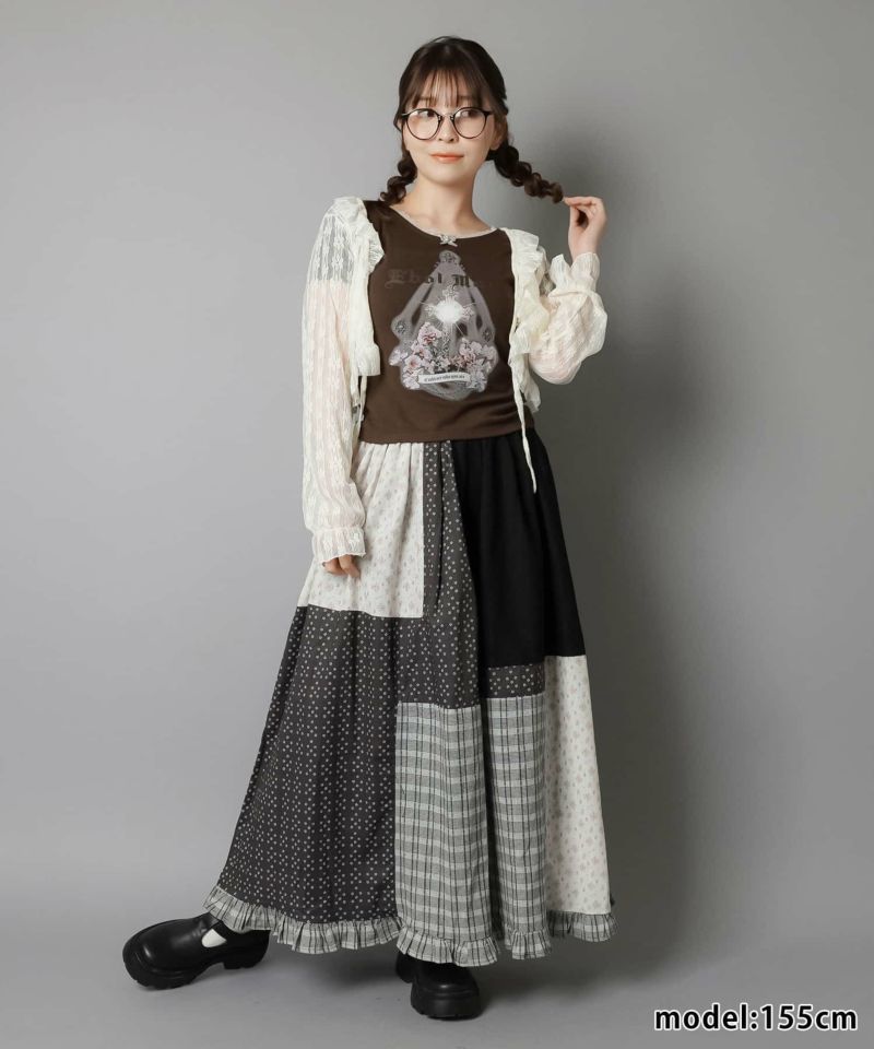 専用になりました。木綿のつぎはぎロングスカート　作家作 木綿のつぎはぎロングスカート 作家作