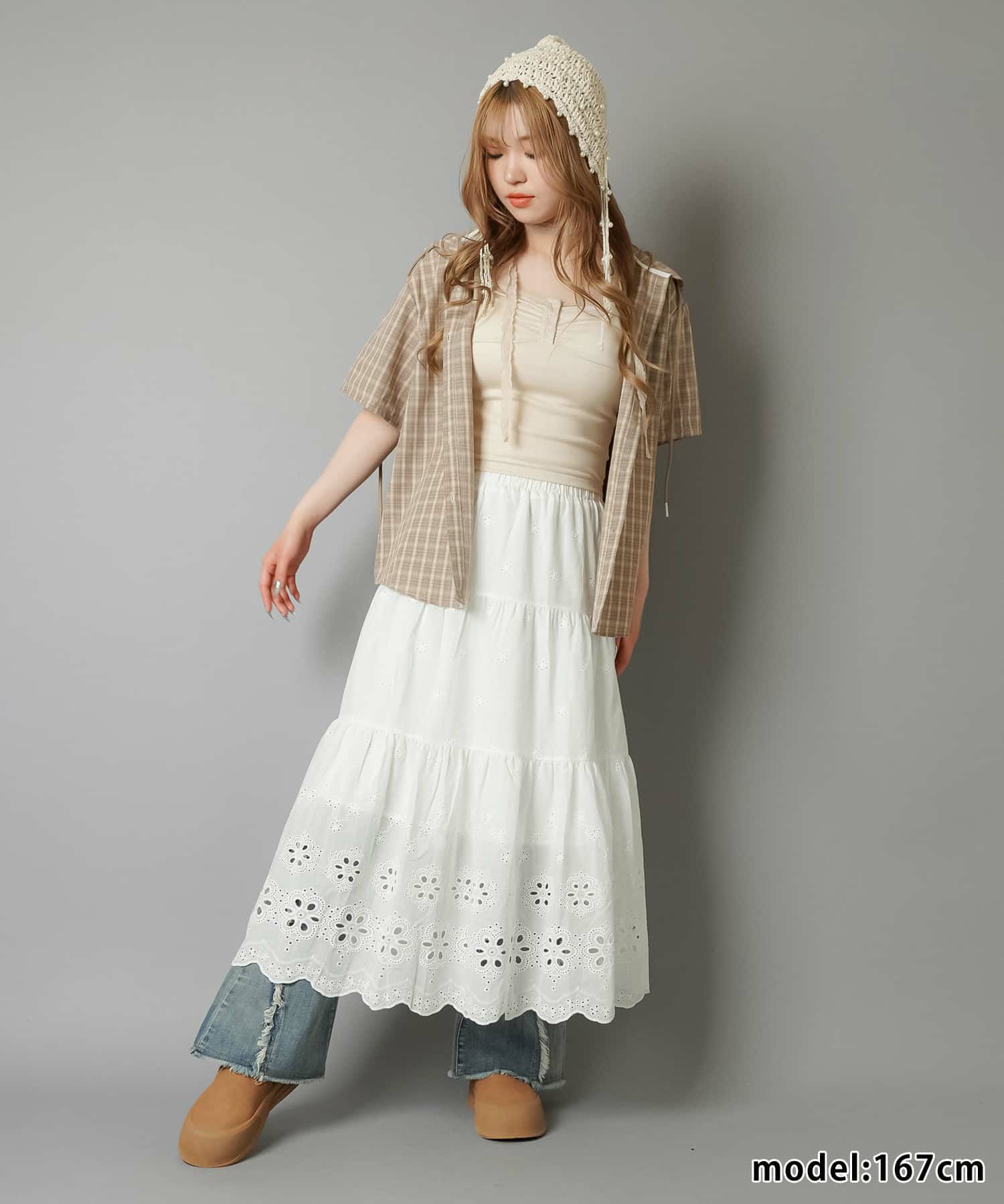 古着 ビンテージ グラニー ブランケット 単色 ホワイト ロングスカート 70年代 70s TANNERWAY オフホワイト レース スカート 古着 ビンテージ