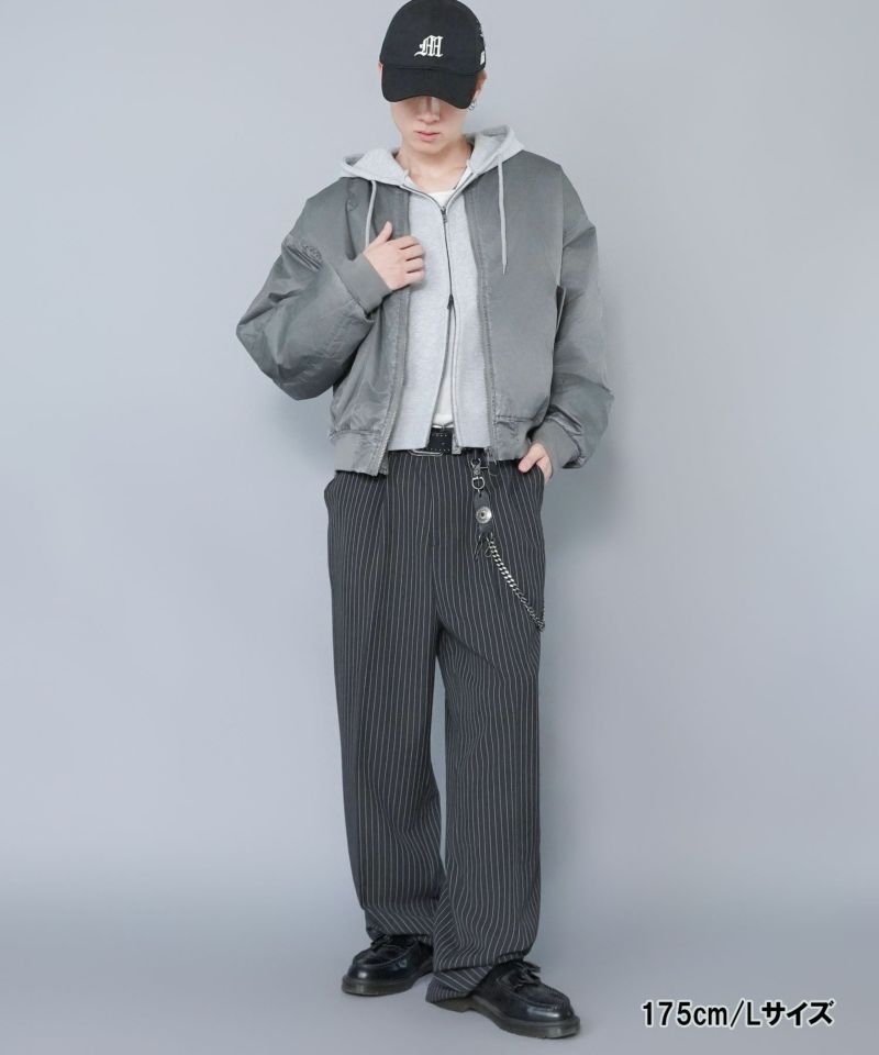 Michael Michael Kors ストライプワイドスラックス ブラック Michael