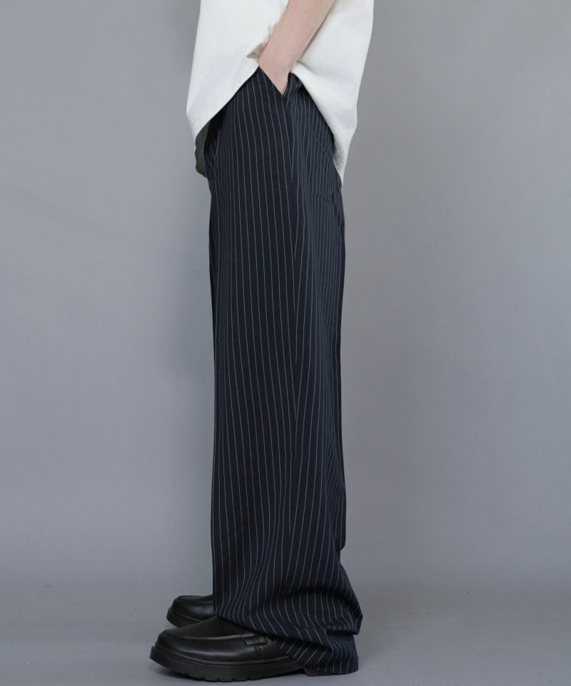 スラックス パンツ ストライプワイドスラックス レディース