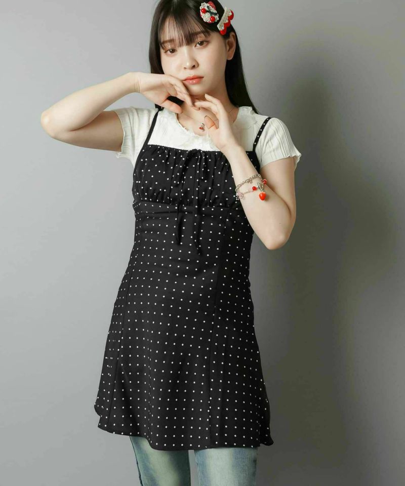 39%OFF】6柄展開/リボンミニキャミワンピース/星柄/ドット