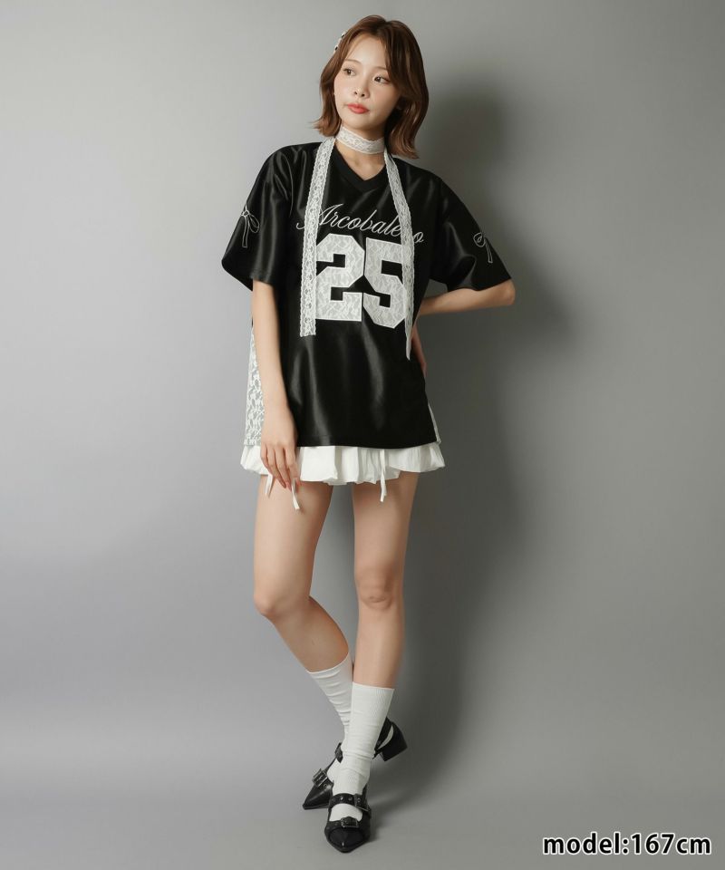 26%OFF】半袖ユニフォームTシャツ/レース切り替え | SPINNS WEB