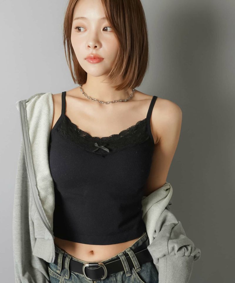 BPNブラックピースナウ ゴシックレースキャミソール フリルリボンデザイン新品 BPNブラックピースナウ ゴシックレースキャミソール フリル