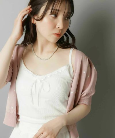 34%OFF】カップ付きキャミソール/ビッグリボン/レース/全4色