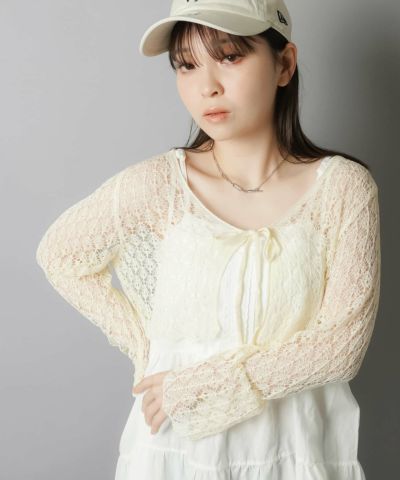 透かし編みニットボレロ/カーディガン/全4色 | SPINNS WEB STORE