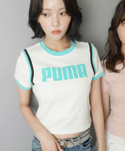 国内配送★PUMA★リボン スリム ショート Tシャツ 可愛い3色 34%OFF】≪PUMA/プーマ≫リボンラインTシャツ | SPINNS WEB