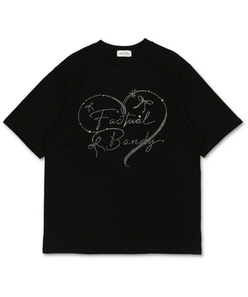 84%OFF】半袖オーバーサイズTシャツ/ラインストーンハート